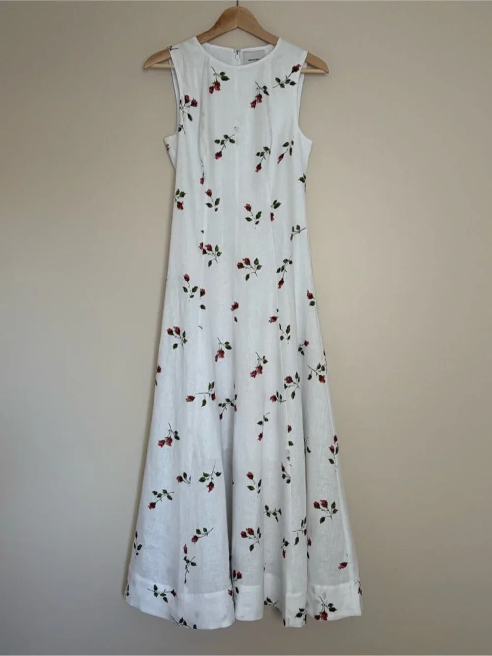 NEW Reformation Cecilia Linen Maxi Dress Floating Rose White Floral | US 2 UK 6 - Picture 7 of 15